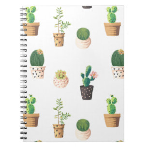 Green Dessert Succulent Cactus in Pots Notebook