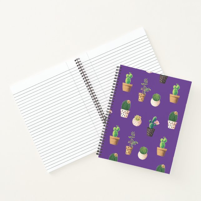Green Dessert Succulent Cactus in Pots Notebook (Inside)