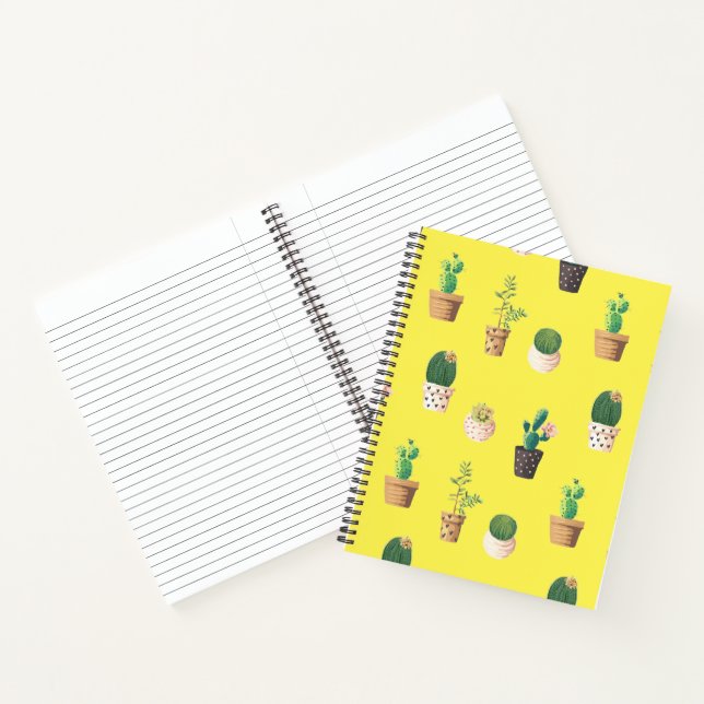 Green Dessert Succulent Cactus in Pots Notebook (Inside)