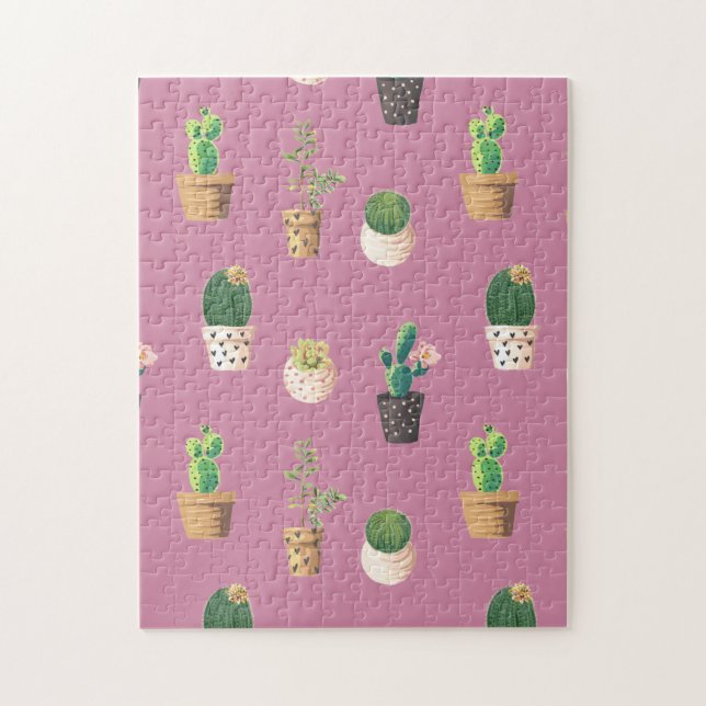 Green Dessrt Succulent Cactus in Pots Jigsaw Puzzle (Vertical)