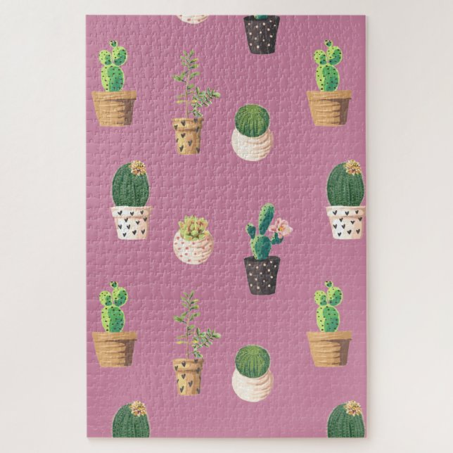 Green Dessrt Succulent Cactus in Pots Jigsaw Puzzle (Vertical)