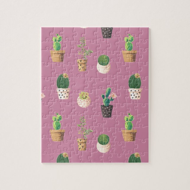 Green Dessrt Succulent Cactus in Pots Jigsaw Puzzle (Vertical)
