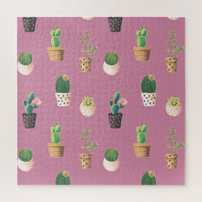 Green Dessrt Succulent Cactus in Pots Jigsaw Puzzle (Vertical)