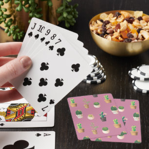 Green Dessrt Succulent Cactus in Pots Poker Cards