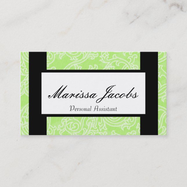 Green Details Personal Assistant Business Card (Front)