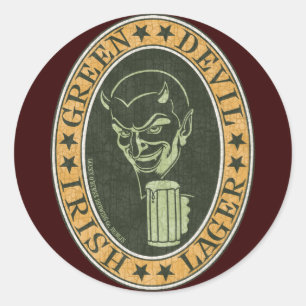Green Devil Lager Classic Round Sticker