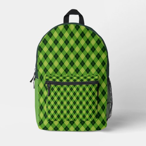 Green Diagonal Plaid  Printed Backpack