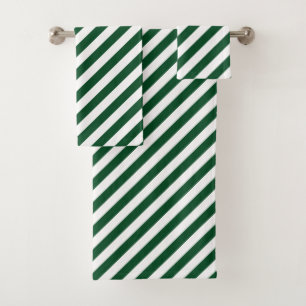 Green Diagonal Stripes Bath Towel Set