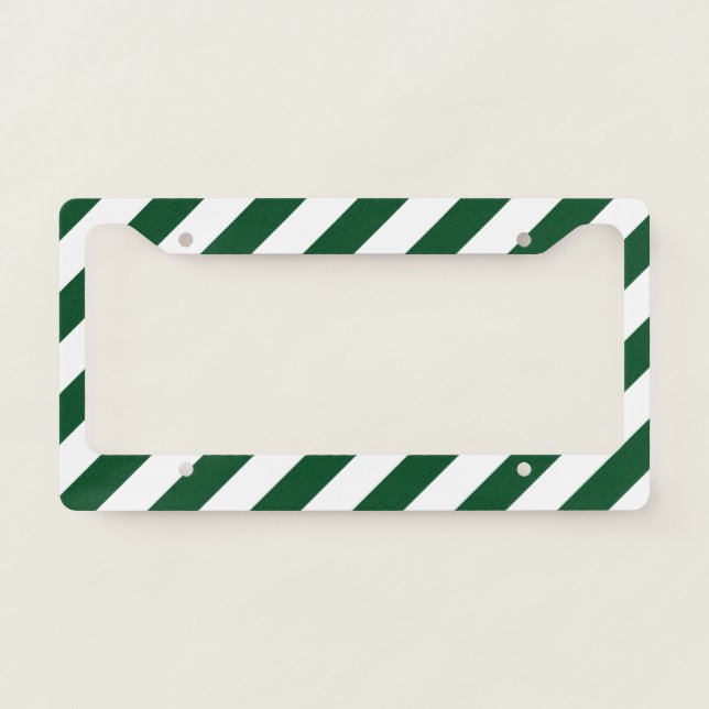 Green Diagonal Stripes License Plate Frame (Front)