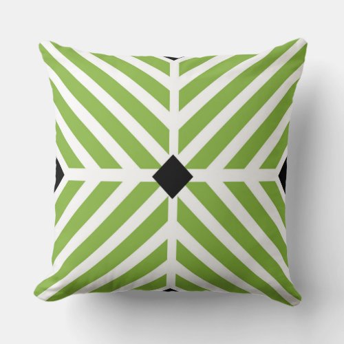 Green Diagonal Stripes Throw Pillow