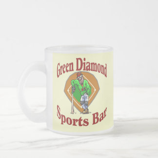 Green Diamon Sports Bar Frosted Glass Coffee Mug