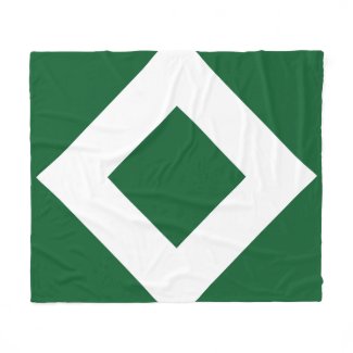 Green Diamond, Bold White Border Fleece Blanket