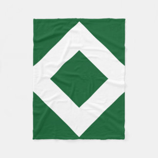 Green Diamond, Bold White Border Fleece Blanket