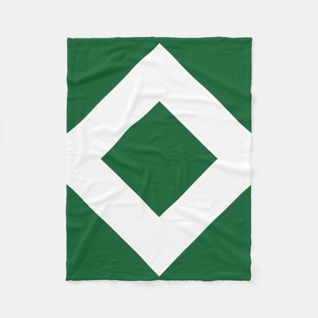 Green Diamond, Bold White Border Fleece Blanket (Front)