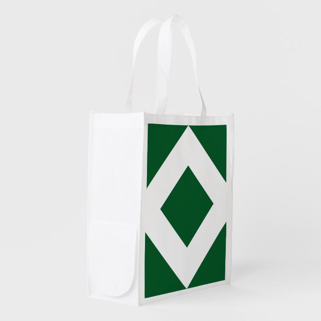 Green Diamond, Bold White Border Grocery Bag (Front Side)