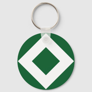 Green Diamond, Bold White Border Keychain