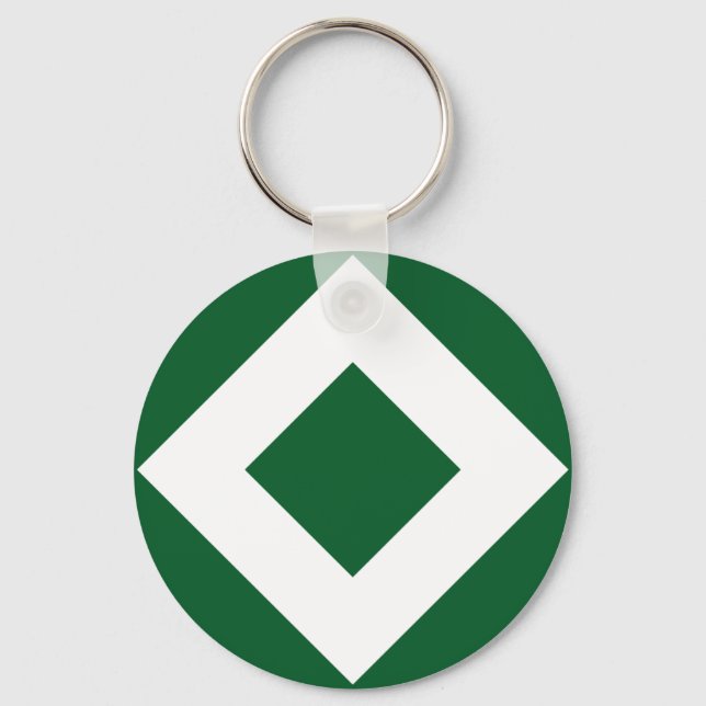 Green Diamond, Bold White Border Keychain (Front)