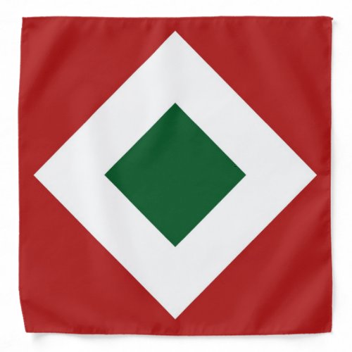 Green Diamond Bold White Border on Red Bandana