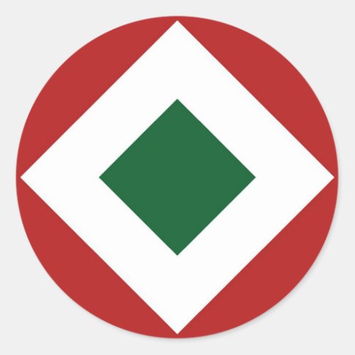 Green Diamond Bold White Border on Red Classic Round Sticker