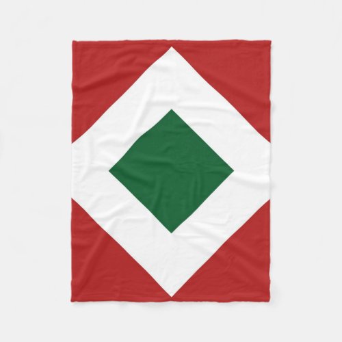 Green Diamond Bold White Border on Red Fleece Blanket