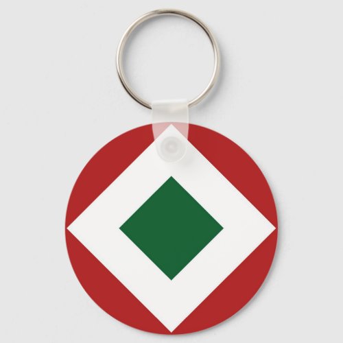 Green Diamond Bold White Border on Red Keychain