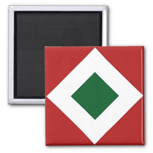 Green Diamond Bold White Border on Red Magnet