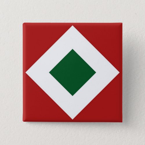 Green Diamond Bold White Border on Red Pinback Button