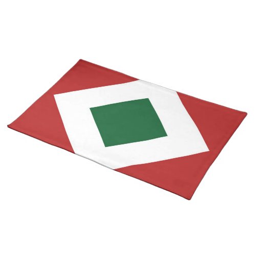 Green Diamond Bold White Border on Red Placemat