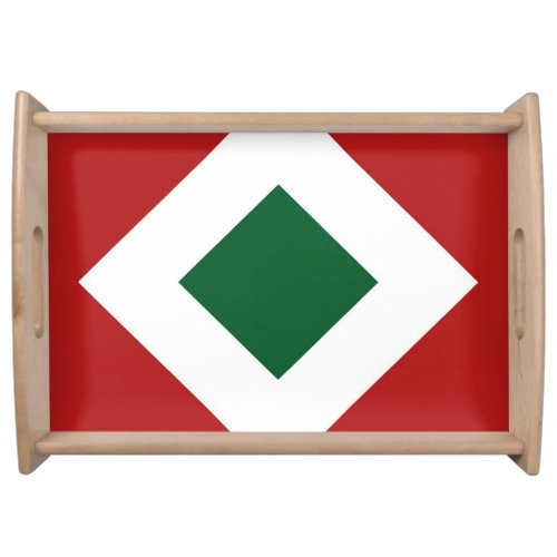 Green Diamond Bold White Border on Red Serving Tray