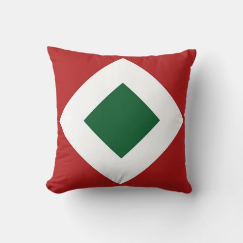 Green Diamond Bold White Border on Red Throw Pillow