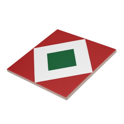 Green Diamond Bold White Border on Red Tile