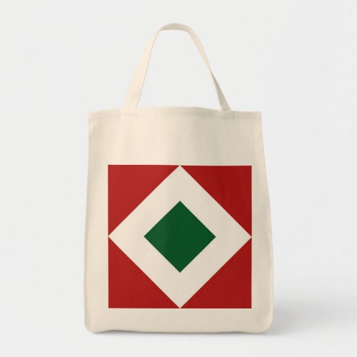Green Diamond Bold White Border on Red Tote Bag