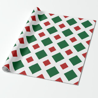 Green Diamond, Bold White Border on Red Wrapping Paper