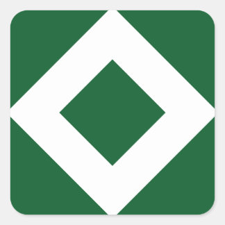 Green Diamond, Bold White Border Square Sticker