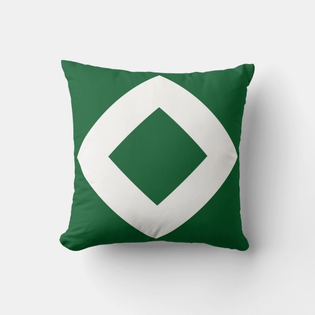 Green Diamond, Bold White Border Throw Pillow (Front)