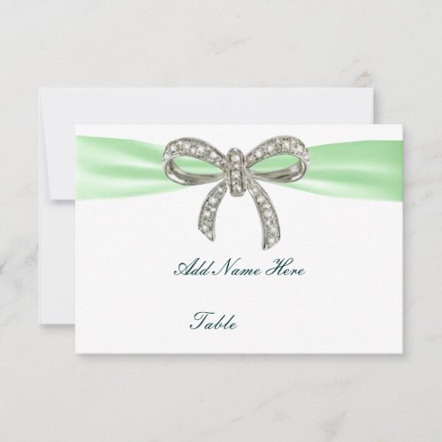 Green Diamond Bow Wedding Table Place Card