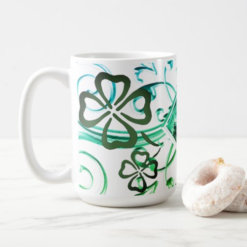 Green diamond clover mug