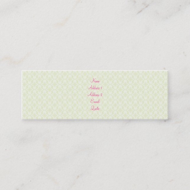 Green Diamond Floral Mini Business Card (Front)