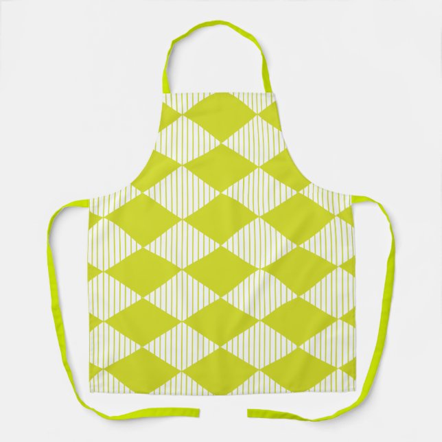 Green Diamond Geometric Pattern Apron (Front)