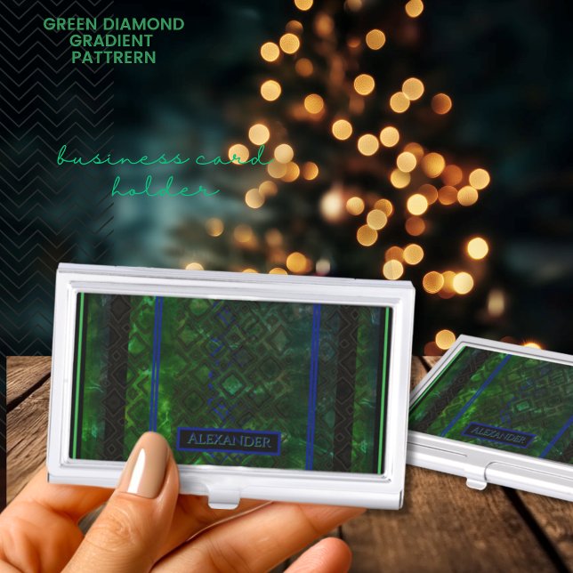 Green Diamond Gradient Pattern Business Card Case (Green Diamond Gradient Pattern Business Card Case)