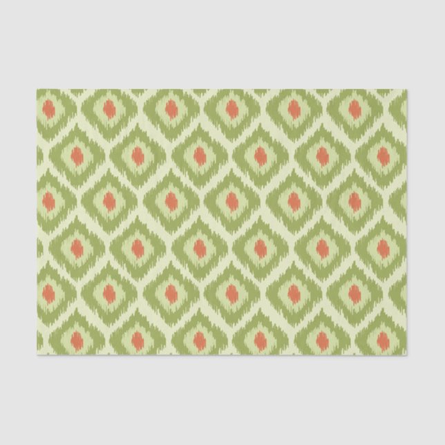 Green Diamond Ikat Pattern Tissue Paper (Front)
