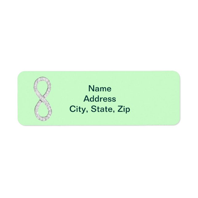 Green Diamond Infinity Wedding Address Labels (Front)