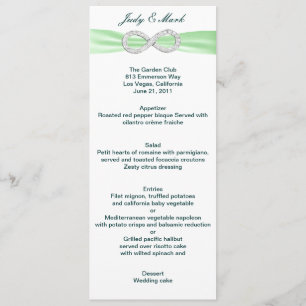 Green Diamond Infinity Wedding Menu Card