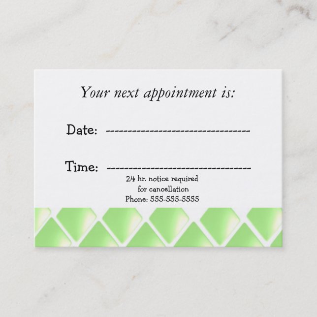 Green Diamond Medical Appointment Card (Front)