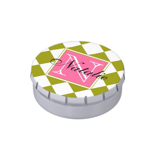 Green Diamond Pattern Candy Tin (Side)