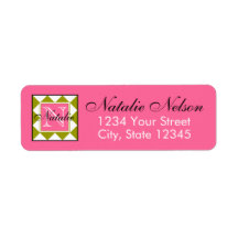 Green Diamond Pattern Monogram Pink, Black, White