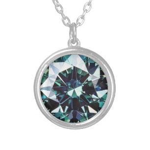 Green Diamond Pattern Silver Plated Necklace