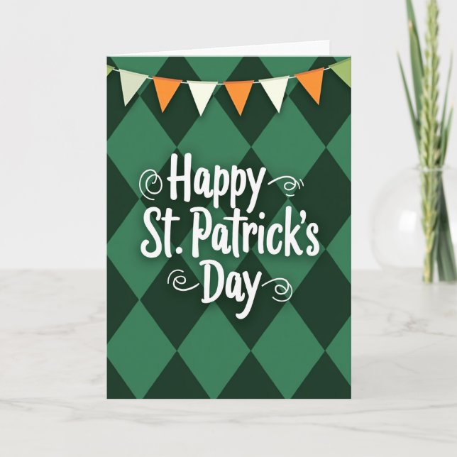 Green Diamond St Patricks Day Card (Front)