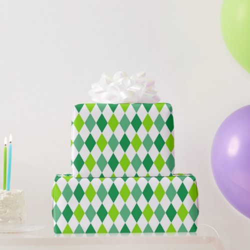 Green Diamond St Patricks Day Wrapping Paper