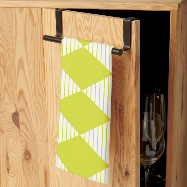 Green Diamond Stripes  Kitchen Towel (Thirds Fold)
